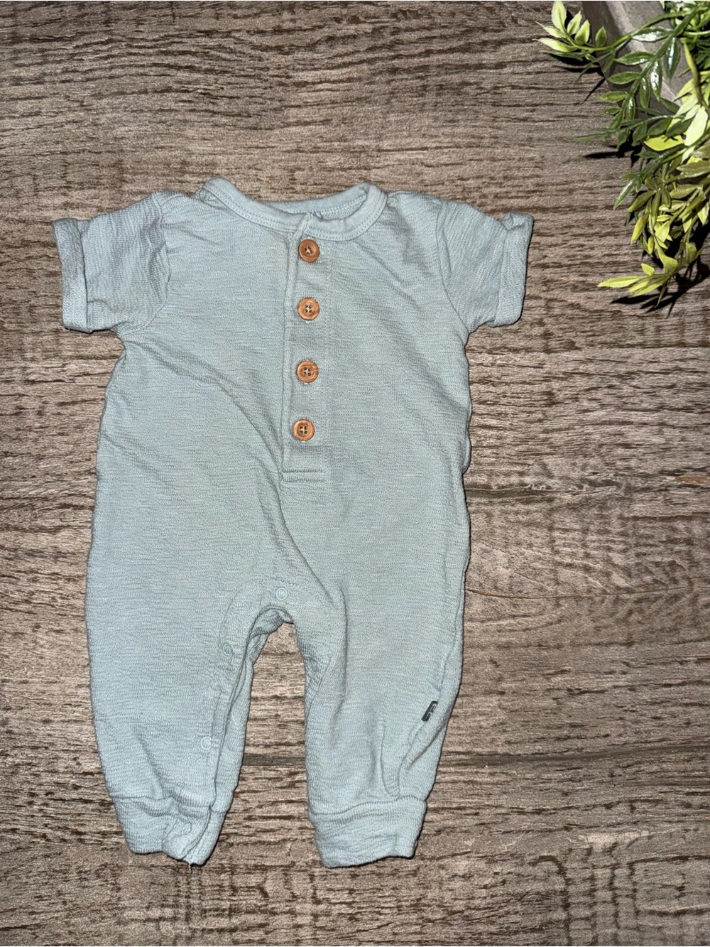 Modern Moments button front outfit size 0-3 months blue green